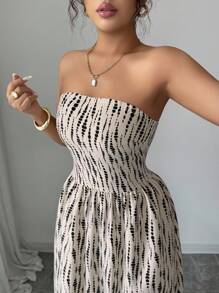 Elenzga Elegant Sexy Full Width Bandeau Design Women Dress - Multicolor - View 5