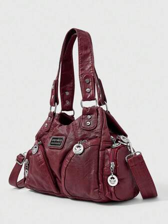 Grunge Punk Bolso de hombro nuevo estilo punk rock para mujer, bolso de compra oscuro