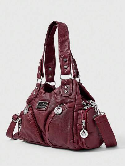 Grunge Punk Bolso de hombro nuevo estilo punk rock para mujer, bolso de compra oscuro
