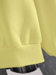 INAWLY Women's Half Open Neck Sweatshirt, Yellow Embroidered Lemon - Yellow - View 3