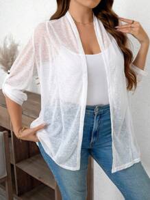 SHEIN LUNE Cortavientos ligero y ajustable para mujer de talla grande de SHEINLUNE, adecuado para primavera y otoño, apto para usar en la oficina, casual de negocios, habitaciones, primavera, verano, playa, atuendos de crucero, blusas para salir, protector solar, camisas de verano para maestras con estilo bohemio