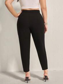 SHEIN LUNE Plus Casual Commuting Solid High Waist Comfy Pants