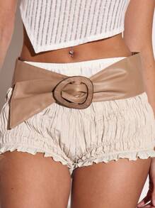 MUSERA PU Leather Wrap Belt With Wooden Detail Festival Sexy Fun