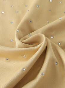 ROMWE MEN Street Life 男士厚重渐变色闪光钻石宽松 T 恤 - 杏色 - 查看 4