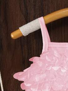 SHEIN Elladie kids 2pcs/Set Young Girls Sleeveless Top With 3D Decor & Pleated Solid Skirt, Spring/Summer - Pink - View 5