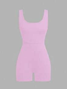 Tuta aderente in maglia a tinta unita per giovani ragazze