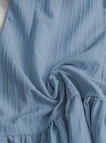 SHEIN Clasi Women's Summer Woven Backless Tie Front Sleeveless A-Line Ruffle Hem Mini Casual Dress - Blue - View 6