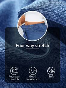 SHEIN Essnce Plus Size Summer Casual Button-Front Denim Mini Skirt