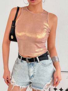 Women's Fitted Racerback Tank Top, Sleeveless Casual Cami Tank Top In Coffee Color - Coffee Brown - View 6