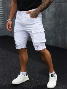 Manfinity LEGND 男士夏季休闲破洞多口袋牛仔短裤