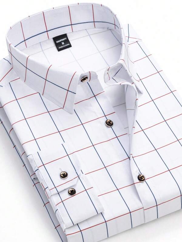 Manfinity Mode Camisa casual de negocios para hombres a cuadros azul