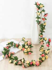 SHEIN 1 Stück künstliche Blumengirlande, gelbe Kunststoff Fake Blumen Girlande, für Heimdekoration, Valentinstag, Geschenke Geburtstag Abschluss