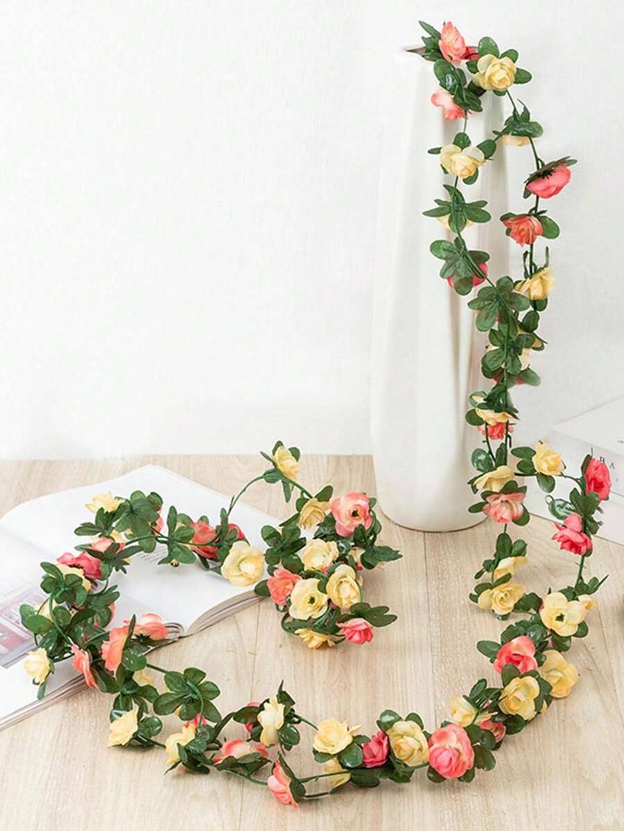 SHEIN 1 Stück künstliche Blumengirlande, gelbe Kunststoff Fake Blumen Girlande, für Heimdekoration, Valentinstag, Geschenke Geburtstag Abschluss