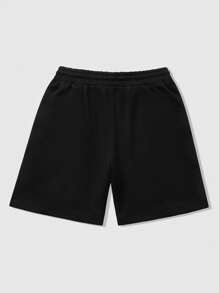ROMWE MEN Street Life Pantalones cortos casuales para hombres con patrón de estrellas y lunas, adornados con strass, diseño elegante y callejero estadounidense, conjunto a juego para parejas