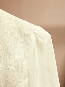 SHEIN Clasi 25 chiếc áo khoác mỏng chắp vá ren mùa hè mới cho nữ - Màu be - Xem 3