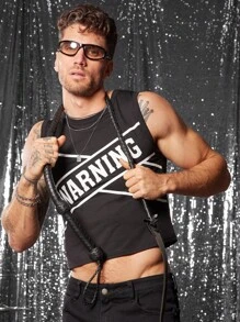 FeverCity Men's Casual Sleeveless Tank Top, White Digital Printed Lightweight Vest