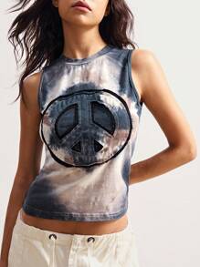 Bohemela Boho Stil, Batik-Muster, tailliertes Strick-Trägershirt