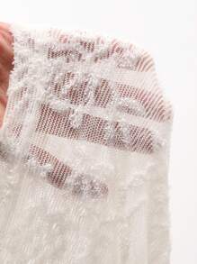 DAZY 女士圆领长袖简约透视上衣，休闲日常穿着 - 米色 - 查看 11