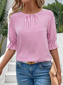 EMERY ROSE Camisa informal de botones a rayas para ir y venir de las mujeres