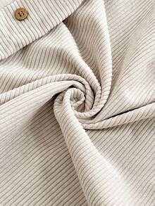 SHEIN 孕妇纯色前按扣口袋休闲长袖薄款夹克 - 杏色 - 查看 2