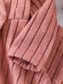 Genkimix Kids 2pcs Girls Toddler Kids Knitted Big Ribbed Long Sleeve Crop Top And Long Pants Set, Casual Daily Outfit For Autumn Fall Winter