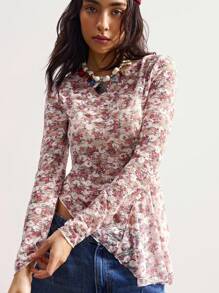 Bohemela Blusa de manga larga de punto y encaje informal para mujer - Multicolor - Ver 6