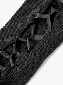 SHEIN ICON Y2K 黑色系带露指手套 - 黑色 - 查看 7