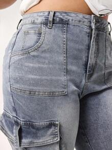 ROMWE Grunge Punk Jeans stretch ajustés de grande taille avec poches, effet délavé et déchiré, style sexy Y2K taille haute