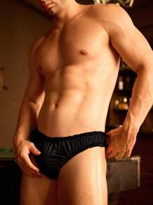 Men's Sexy Ruched Bow Decor Thong Briefs - Black - View 5