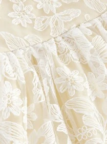 Tween Girls' Woven Lace Embroidered V-Neck Fitted Elegant Strap Dress - White - View 4