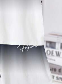 Tween Boy Casual Minimalist Letter Graphic Short Sleeve T-Shirt & Shorts 2Pc Set, Suitable For Summer