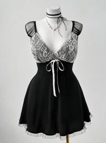 Sunspun Rave Plus Size Dresses - Black - View 7