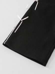 Sparklyn Young Girl Drawstring Waist Bow Decor Wide Leg Loose Sweatpants Pants With Bows Bow Pants Kawaii Pants Teen Bow Pants Cute Pants Fall Winter