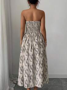 Elenzga Elegant Sexy Full Width Bandeau Design Women Dress - Multicolor - View 2