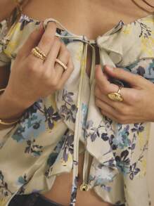 Aralina Off Shoulder Ruffle Front Tie Peplum Hem Vacation Outfits Women Summer Top