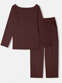 INAWLY Women's Casual Solid Color Long Sleeve Top And Pants 2 Pieces Set Fall Cloth For Women