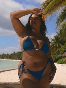 MUSERA 加大码金属圆盘细节系带比基尼泳裤优雅可爱性感秋冬秋季泳装