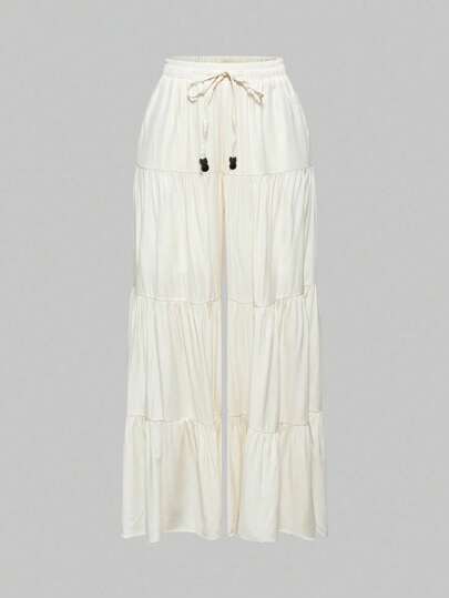 Hippie Casual, Versatile Solid Color Wide-Leg Pants