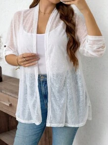 SHEIN LUNE Cortavientos ligero y ajustable para mujer de talla grande de SHEINLUNE, adecuado para primavera y otoño, apto para usar en la oficina, casual de negocios, habitaciones, primavera, verano, playa, atuendos de crucero, blusas para salir, protector solar, camisas de verano para maestras con estilo bohemio