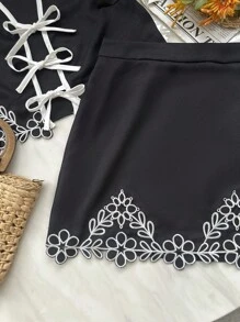 TrendSteals 女士日常两件套服装，女士夏季服装，女士服装，夏季服装，女士夏季衬衫，女士两件套服装，休闲装，女士度假服装，两件套夏季套装，度假服装，波西米亚风格服装 - 黑與白 - 查看 5