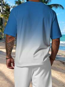 Manfinity RSRT Plus Size Men's Summer Letter & Palm Tree Print Short Sleeve Casual T-Shirt Summer Graphic Tee - Multicolor - View 2