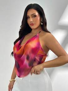 Firerie Áo hai dây cỡ lớn kiểu dáng thanh lịch, gợi cảm phong cách Y2K, màu hồng nhuộm tie-dye, họa tiết chuyển màu, cổ chữ V sâu, lưng hở, dây mảnh; Áo kiểu tie-dye cho lễ hội nhạc đồng quê, công sở, đi biển, nghỉ lễ/lễ hội. - Nhiều màu - Xem 4