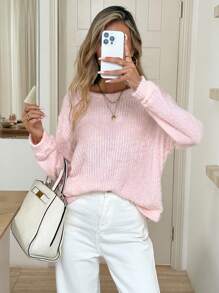 Easowa Solid Color Stand Collar Ribbed Women's Casual Basic Top T-Shirt