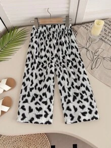 Quần ống rộng xếp ly in hình trái tim Hàn Quốc cho bé gái, mùa hè - Nhiều màu - Xem 2