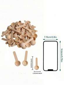 SHEIN 5件/10件/20件/30件/40件/50件木制长柄勺汤勺、咖啡勺、果酱勺、调味勺适用于家庭、咖啡馆和创意烹饪、厨房、情人节、情人节婚礼、生日 - 杏色 - 查看 2