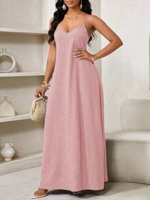 SHEIN Lady 2025 新款蓝色女士波西米亚风露背女士宽松长裙女士连衣裙宽松露肩生日和活动礼服/节日礼服度假服装女士波西米亚风/波西米亚风女装吊带上衣非洲女装女士连衣裙夏季热带女士连衣裙新品女士连衣裙沙滩裙复活节连衣裙/复活节女士连衣裙/复活节女士服装 - 粉色 - 查看 5