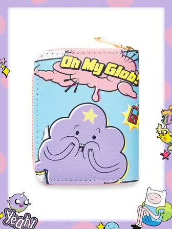 Adventure Time X ROMWE Billetera corta con diseño gráfico de dibujos animados y eslogan