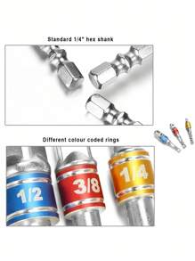 3 件套冲击级套筒适配器套装、适用于电钻的钢制六角柄转方形套筒钻头、带颜色编码环的无绳冲击起子机、家用和汽车维修工具 - 銀色 - 查看 9