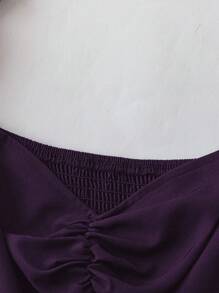 Flirla Fashionable Sleeveless Front Short Rear Long Dress With Metal Eyelets And Draw Cord - Purple - View 5