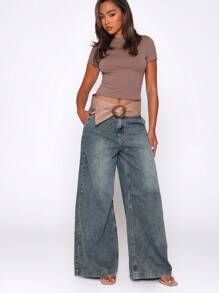 MUSERA Quần jeans denim dáng rộng, quá khổ, có đường chiết eo, kiểu vintage thập niên 90, thích hợp cho mùa xuân, hè, đi xem hòa nhạc, thường ngày, dự tiệc hoặc phong cách thanh lịch. - Màu Xám nhạt - Xem 5